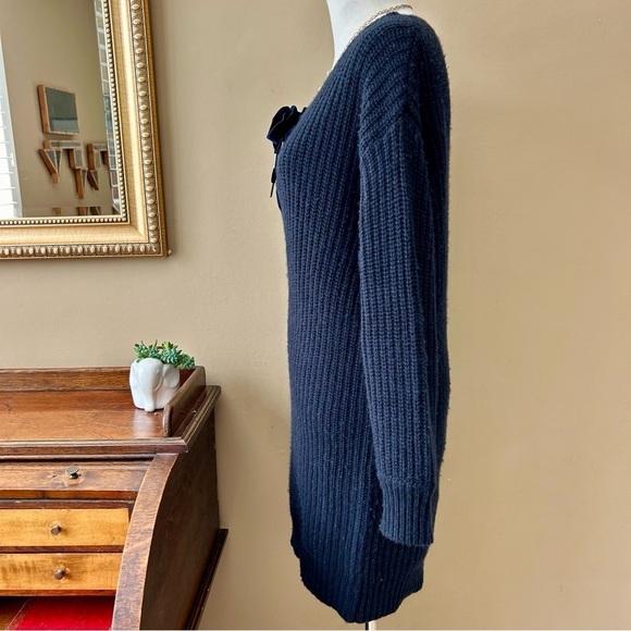 Rails Nicole Cashmere Sweater Dress Cashmere Velvet Lace-Up Chunky Knit Size L - Picture 6 of 16
